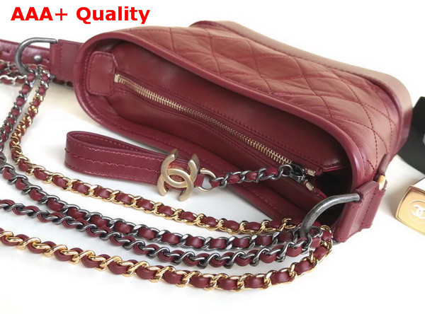 Chanel Small Gabrielle Hobo Bag in Oxblood Aged Calfskin Silver Tone and Gold Tone Metal Replica