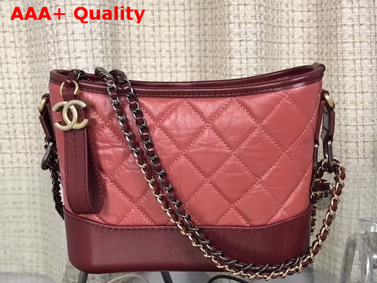 Chanel Small Gabrielle Hobo Bag in Pink Aged Calfskin Silver Tone and Gold Tone Metal Replica