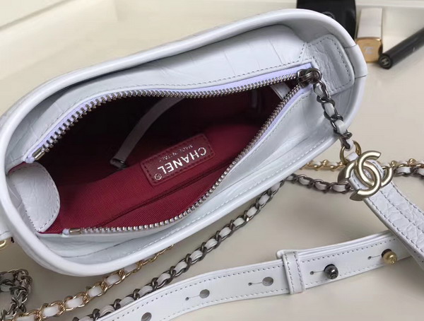 Chanel Small Gabrielle Hobo Bag in White Alligator and Lambskin Silver Tone and Gold Tone Metal For Sale