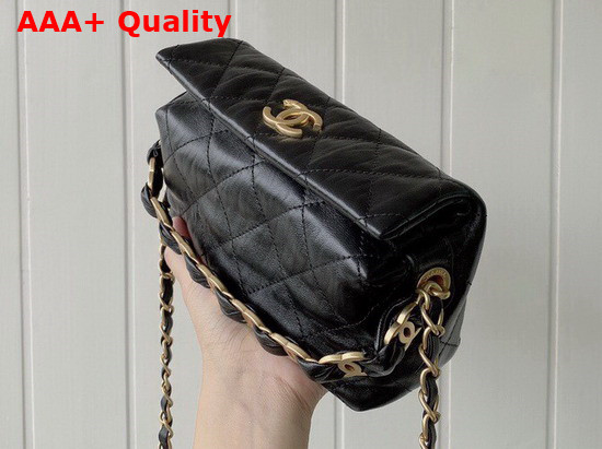 Chanel Small Hobo Bag Black Crumpled Lambskin and Gold Tone Metal AS2479 Replica