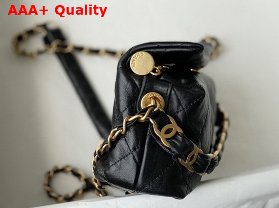 Chanel Small Hobo Bag Black Crumpled Lambskin and Gold Tone Metal AS2479 Replica