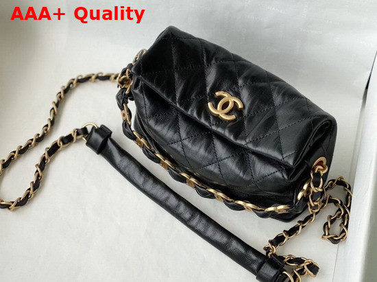 Chanel Small Hobo Bag Black Crumpled Lambskin and Gold Tone Metal AS2479 Replica