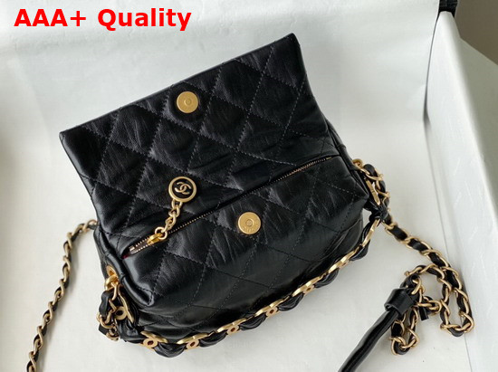 Chanel Small Hobo Bag Black Crumpled Lambskin and Gold Tone Metal AS2479 Replica