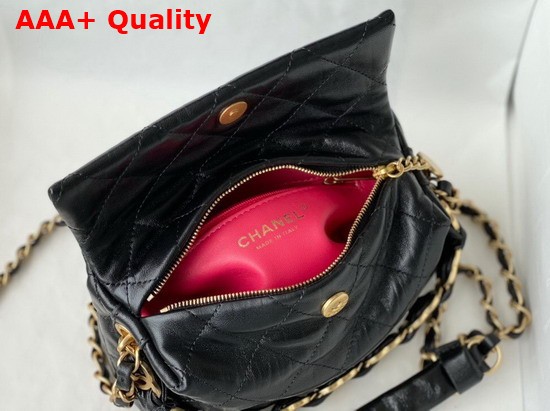 Chanel Small Hobo Bag Black Crumpled Lambskin and Gold Tone Metal AS2479 Replica