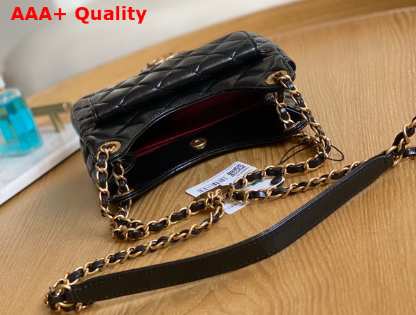 Chanel Small Hobo Bag Black Shiny Crumpled Calfskin Gold Tone Metal AS3710 Replica