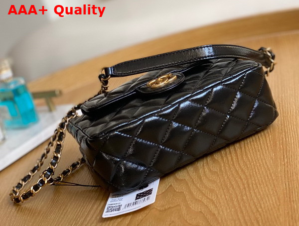 Chanel Small Hobo Bag Black Shiny Crumpled Calfskin Gold Tone Metal AS3710 Replica