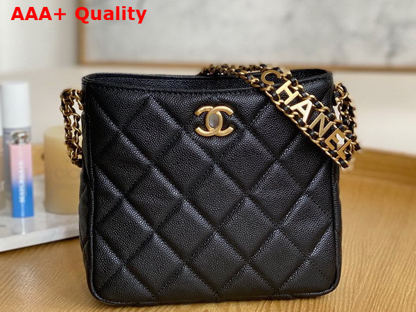 Chanel Small Hobo Bag Grained Calfskin Gold Tone Metal Black Ref AS3223 Replica