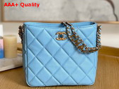 Chanel Small Hobo Bag Grained Calfskin Gold Tone Metal Light Blue Ref AS3223 Replica