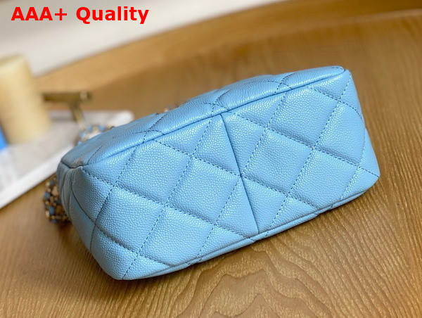 Chanel Small Hobo Bag Grained Calfskin Gold Tone Metal Light Blue Ref AS3223 Replica