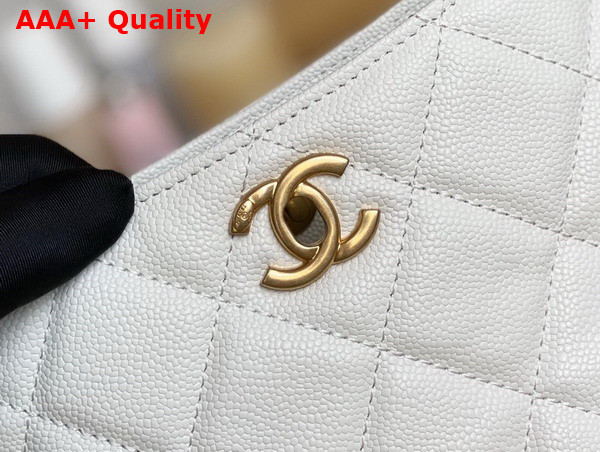 Chanel Small Hobo Bag Grained Calfskin Gold Tone Metal White Ref AS3223 Replica