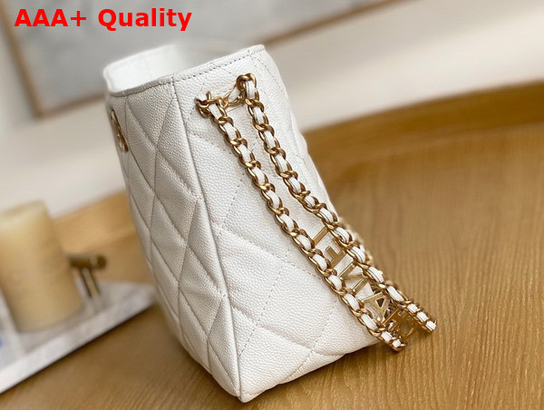 Chanel Small Hobo Bag Grained Calfskin Gold Tone Metal White Ref AS3223 Replica