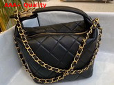 Chanel Small Hobo Bag Lambskin Gold Metal Black AS1745 Replica