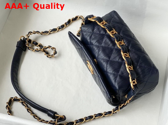 Chanel Small Hobo Bag Navy Crumpled Lambskin and Gold Tone Metal AS2479 Replica