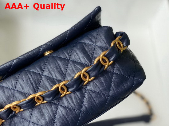 Chanel Small Hobo Bag Navy Crumpled Lambskin and Gold Tone Metal AS2479 Replica