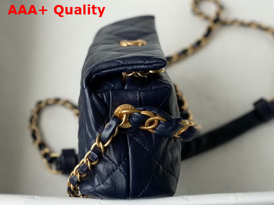 Chanel Small Hobo Bag Navy Crumpled Lambskin and Gold Tone Metal AS2479 Replica