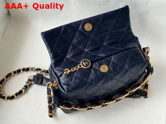 Chanel Small Hobo Bag Navy Crumpled Lambskin and Gold Tone Metal AS2479 Replica