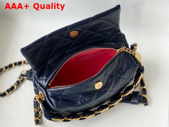 Chanel Small Hobo Bag Navy Crumpled Lambskin and Gold Tone Metal AS2479 Replica