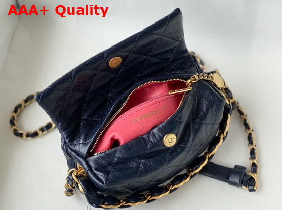 Chanel Small Hobo Bag Navy Crumpled Lambskin and Gold Tone Metal AS2479 Replica