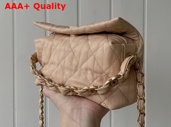 Chanel Small Hobo Bag Nude Crumpled Lambskin and Gold Tone Metal AS2479 Replica