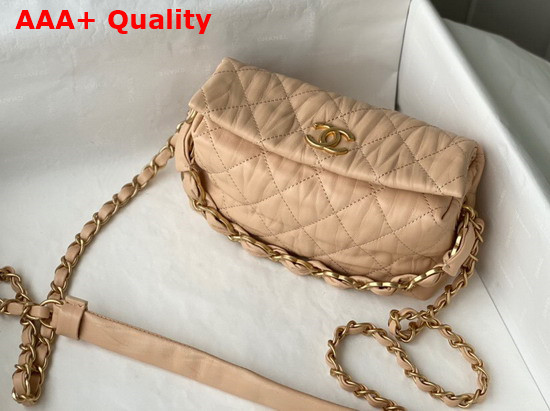 Chanel Small Hobo Bag Nude Crumpled Lambskin and Gold Tone Metal AS2479 Replica