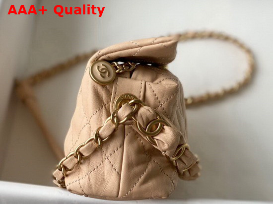 Chanel Small Hobo Bag Nude Crumpled Lambskin and Gold Tone Metal AS2479 Replica