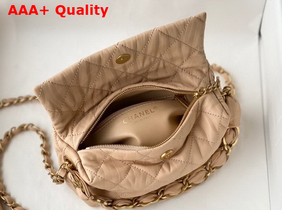 Chanel Small Hobo Bag Nude Crumpled Lambskin and Gold Tone Metal AS2479 Replica