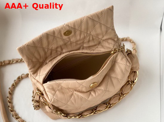 Chanel Small Hobo Bag Nude Crumpled Lambskin and Gold Tone Metal AS2479 Replica