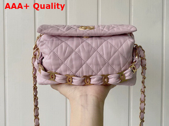 Chanel Small Hobo Bag Pink Crumpled Lambskin and Gold Tone Metal AS2479 Replica