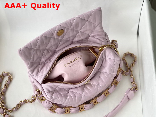 Chanel Small Hobo Bag Pink Crumpled Lambskin and Gold Tone Metal AS2479 Replica