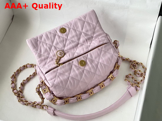 Chanel Small Hobo Bag Pink Crumpled Lambskin and Gold Tone Metal AS2479 Replica