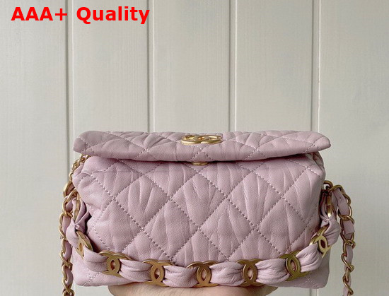 Chanel Small Hobo Bag Pink Crumpled Lambskin and Gold Tone Metal AS2479 Replica