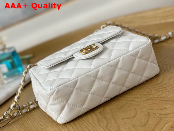 Chanel Small Hobo Bag Shiny Crumpled Calfskin Gold Tone Metal White AS3710 Replica