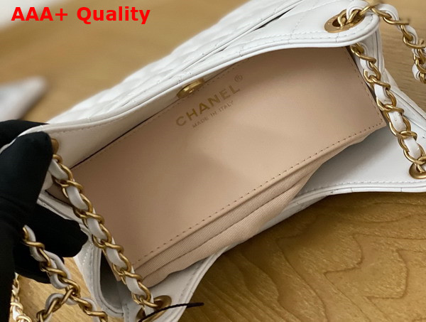 Chanel Small Hobo Bag Shiny Crumpled Calfskin Gold Tone Metal White AS3710 Replica