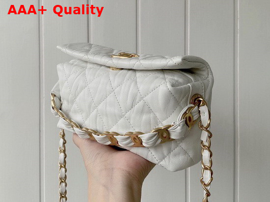 Chanel Small Hobo Bag White Crumpled Lambskin and Gold Tone Metal AS2479 Replica