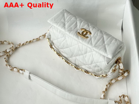 Chanel Small Hobo Bag White Crumpled Lambskin and Gold Tone Metal AS2479 Replica