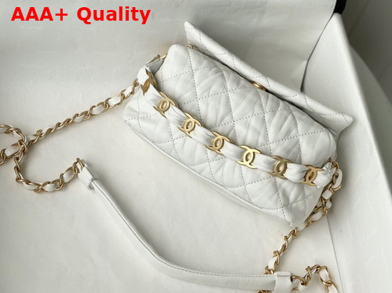 Chanel Small Hobo Bag White Crumpled Lambskin and Gold Tone Metal AS2479 Replica