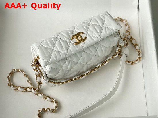 Chanel Small Hobo Bag White Crumpled Lambskin and Gold Tone Metal AS2479 Replica