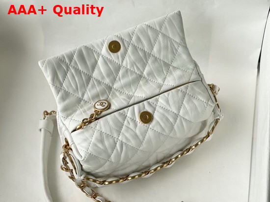 Chanel Small Hobo Bag White Crumpled Lambskin and Gold Tone Metal AS2479 Replica