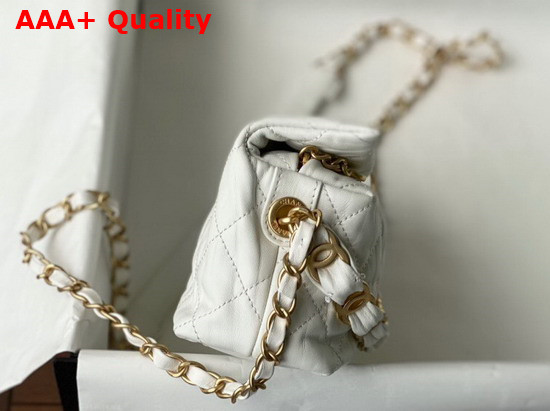 Chanel Small Hobo Bag White Crumpled Lambskin and Gold Tone Metal AS2479 Replica