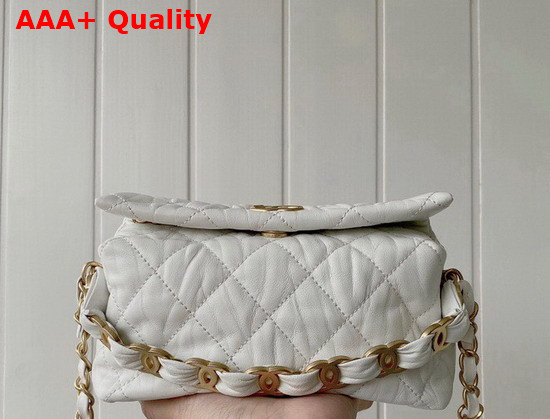 Chanel Small Hobo Bag White Crumpled Lambskin and Gold Tone Metal AS2479 Replica