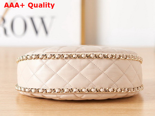 Chanel Small Hobo Bag in Beige Lambskin Shiny Light Gold Metal AS3917 Replica