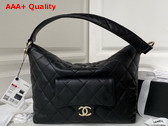 Chanel Small Hobo Bag in Black Calfskin with Gold Tone Metal Replica