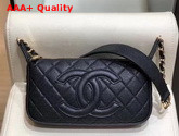 Chanel Small Hobo Bag in Black Grained Calfskin with Light Gold Metal Replica