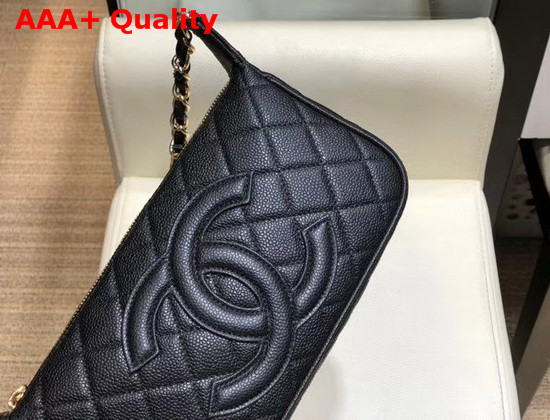 Chanel Small Hobo Bag in Black Grained Calfskin with Light Gold Metal Replica