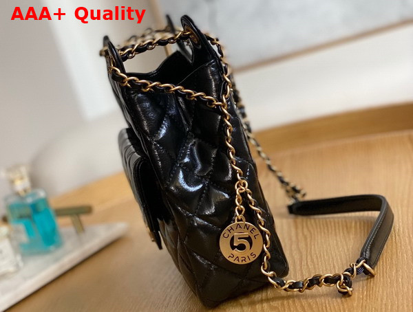 Chanel Small Hobo Bag in Black Shiny Crumpled Calfskin Gold Tone Metal AS3690 Replica