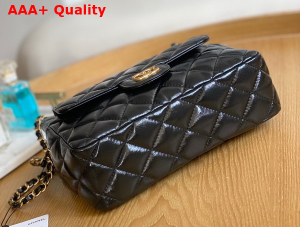 Chanel Small Hobo Bag in Black Shiny Crumpled Calfskin Gold Tone Metal AS3690 Replica