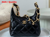 Chanel Small Hobo Bag in Black Shiny Lambskin Gold Tone Metal AS4922 Replica