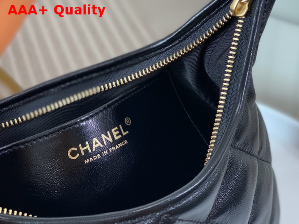 Chanel Small Hobo Bag in Black Shiny Lambskin Gold Tone Metal AS4922 Replica