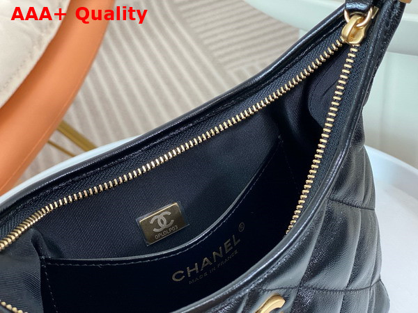 Chanel Small Hobo Bag in Black Shiny Lambskin Gold Tone Metal AS4922 Replica