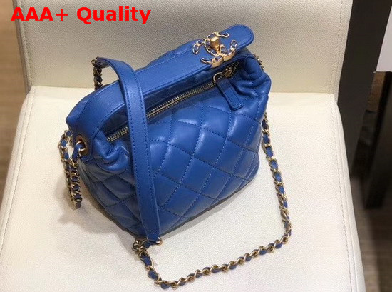 Chanel Small Hobo Bag in Blue Lambskin Gold Metal AS1745 Replica